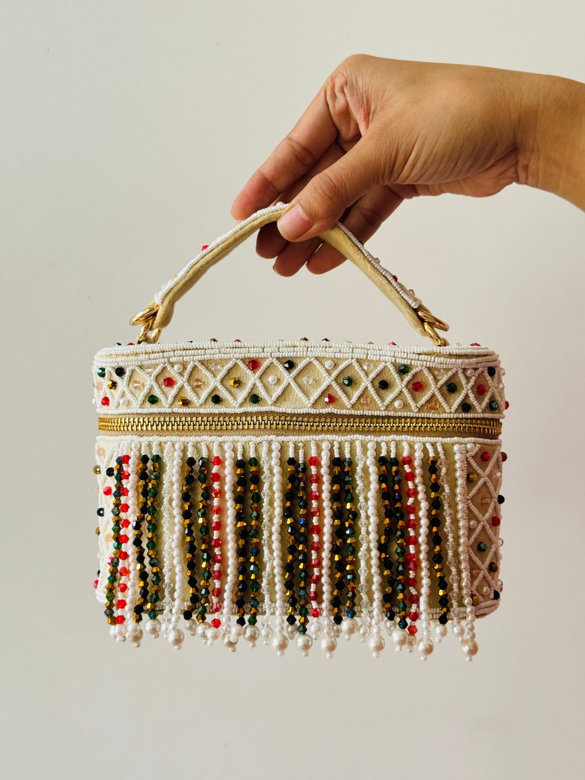 Pearl Fringe Vanity Bag, Multicolor