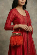 Phoenix Plume Feather Box Bag, Scarlet Red