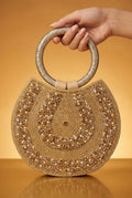 Sunehri Royale Crystal Ring Handle Bag