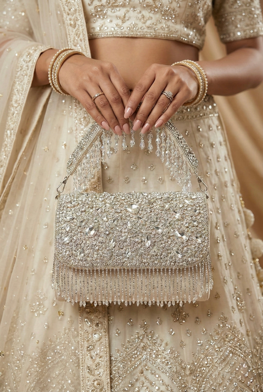 Ivory Gold Cascade Clutch