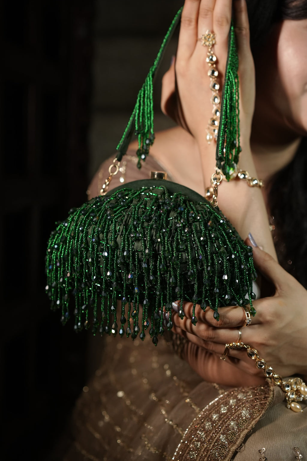 Emerald Green Beaded Potli