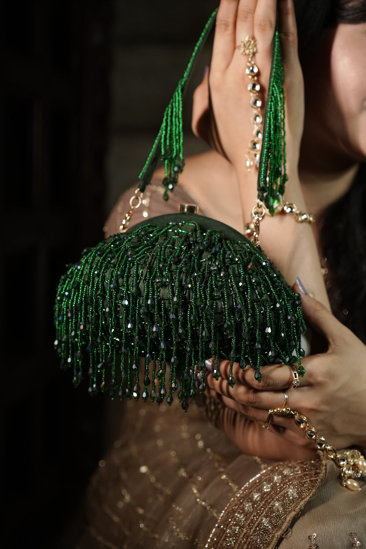 Emerald Green Beaded Potli