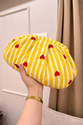 Luxury Heart Pop Pleated Clutch | Yellow
