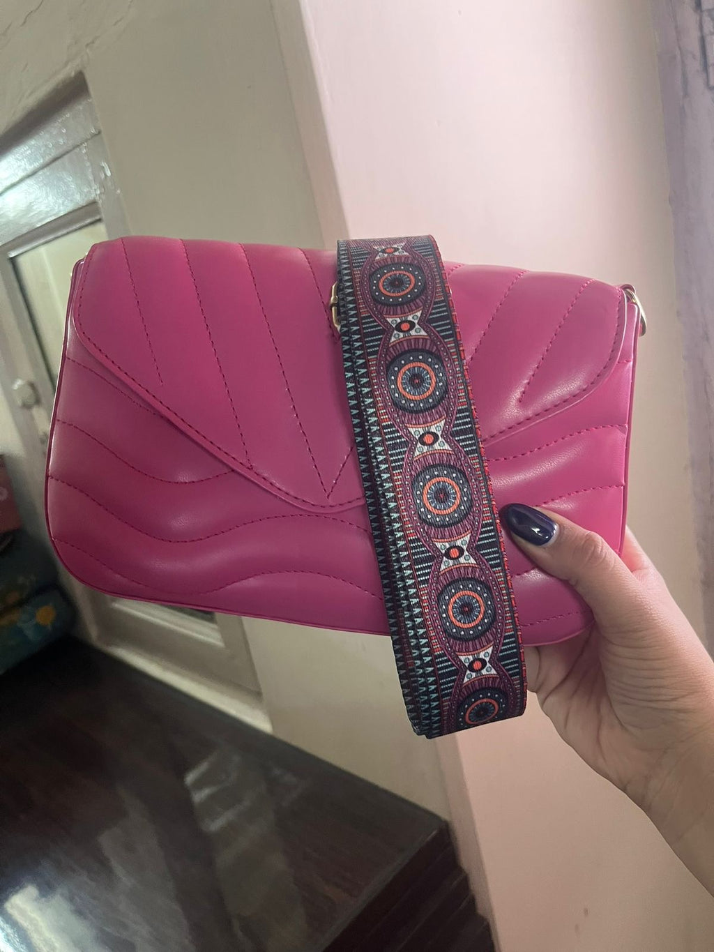 Luna Quilted Crossbody Bag, Bubblegum Pink