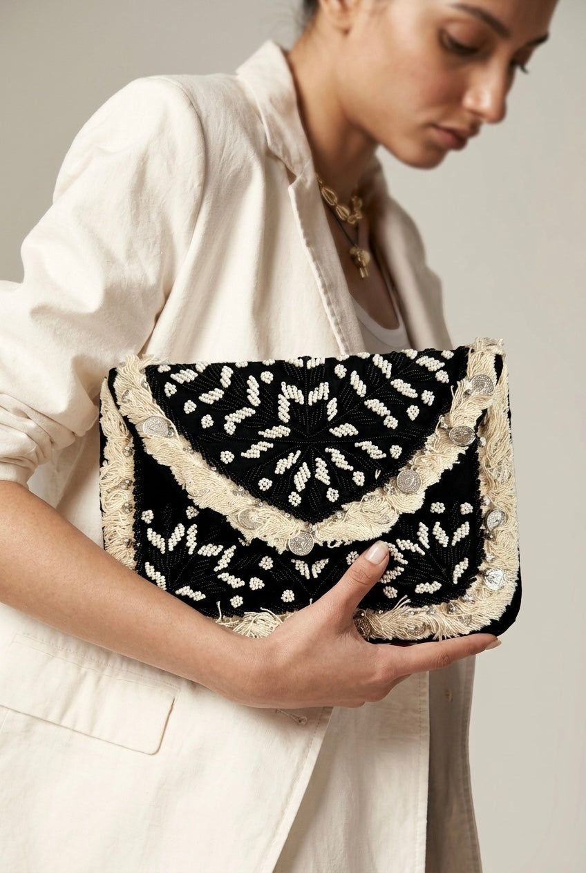 Black Oasis Boho Clutch