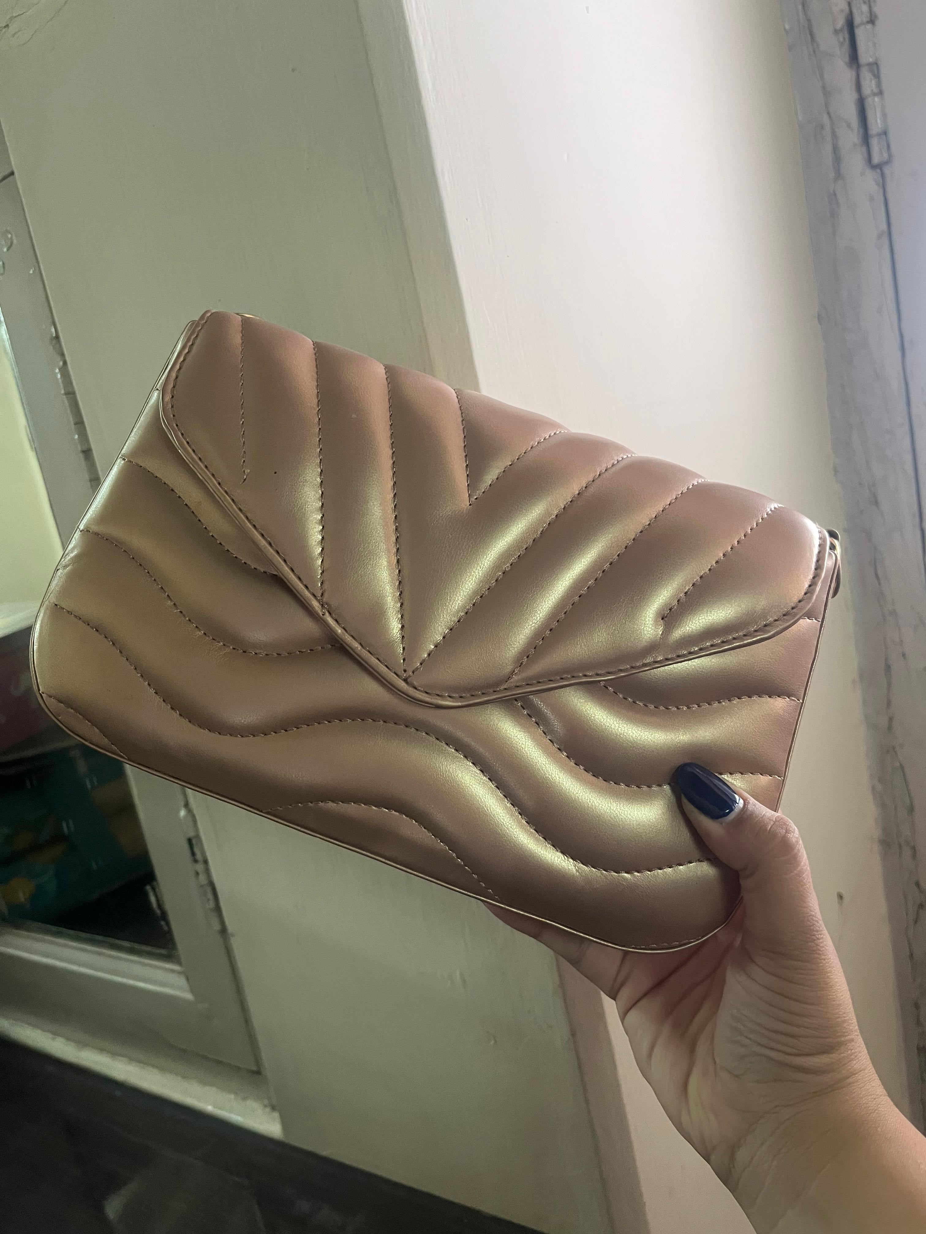 Luna Quilted Crossbody Bag, Rose Gold