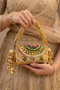 Gulnaar Metal Trunk Potli Clutch, Green