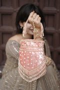 Blush Pink Pearl Velvet Potli Bag