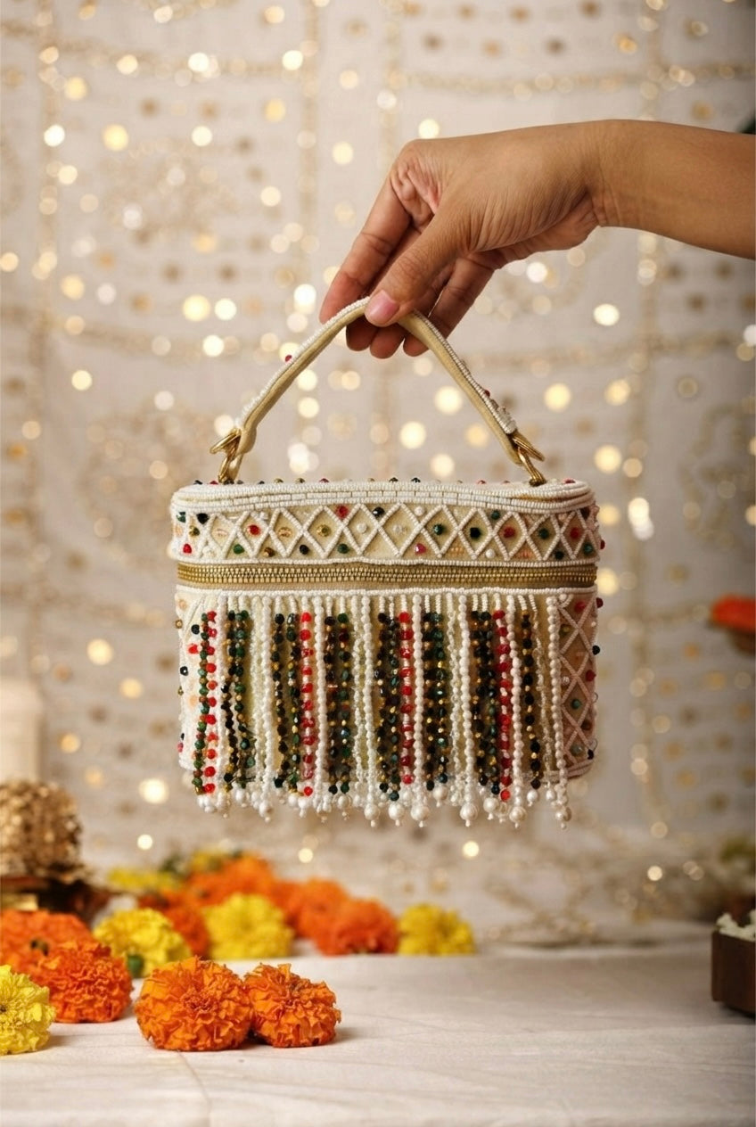 Pearl Fringe Vanity Bag, Multicolor