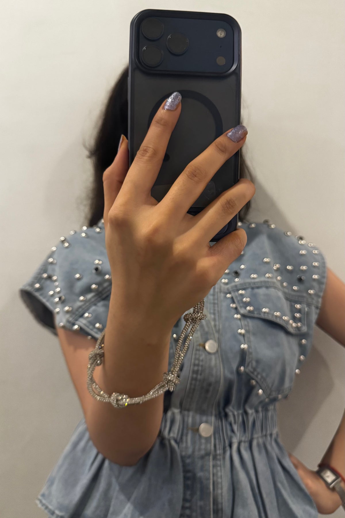 Crystal Loop Silver Phone Charm
