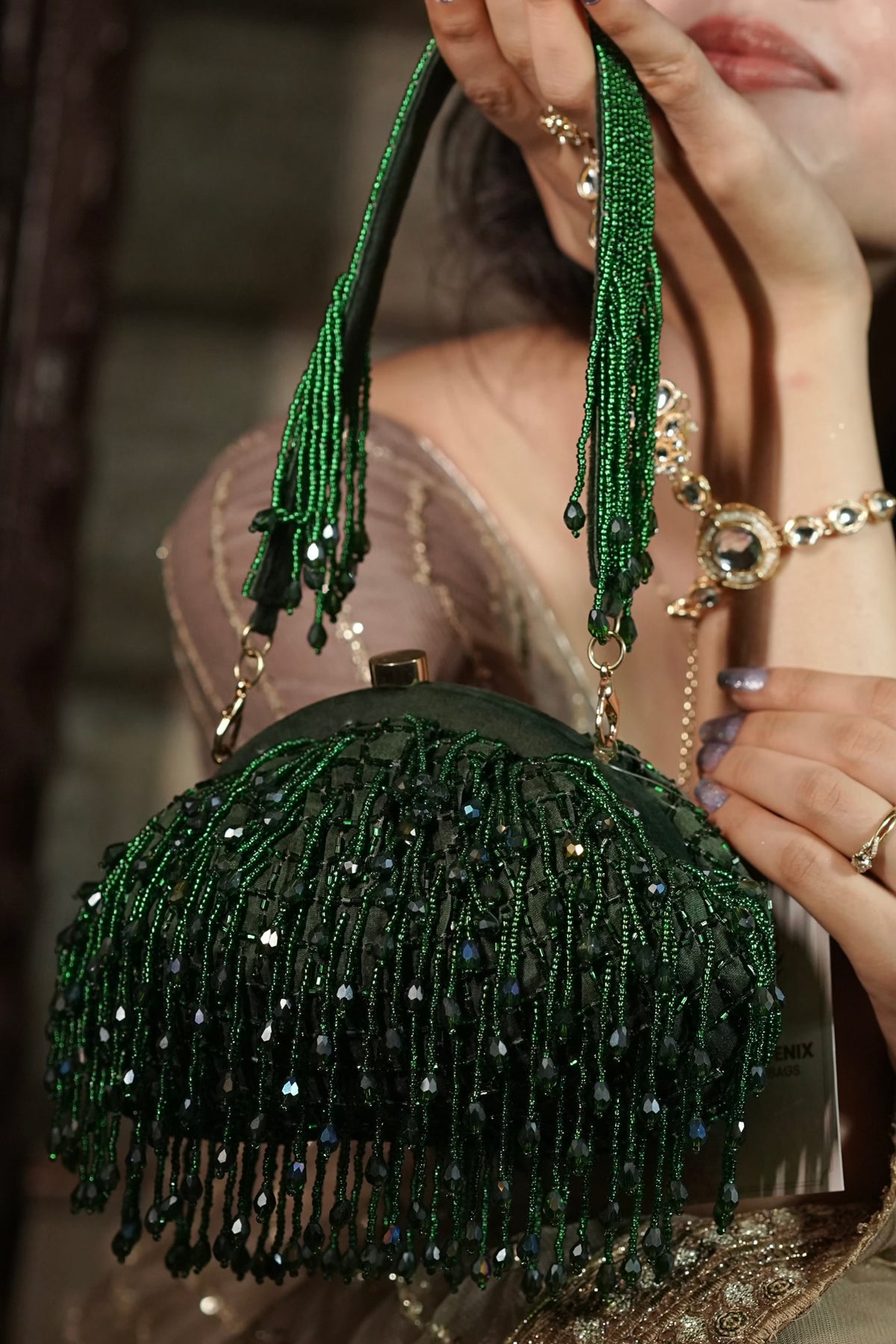 Emerald Green Beaded Potli