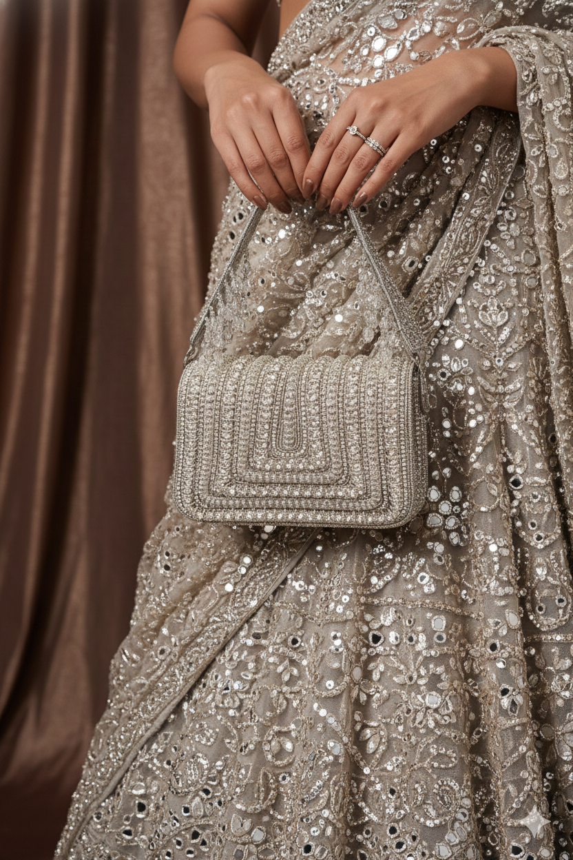 Celestia Silver Crystal Clutch