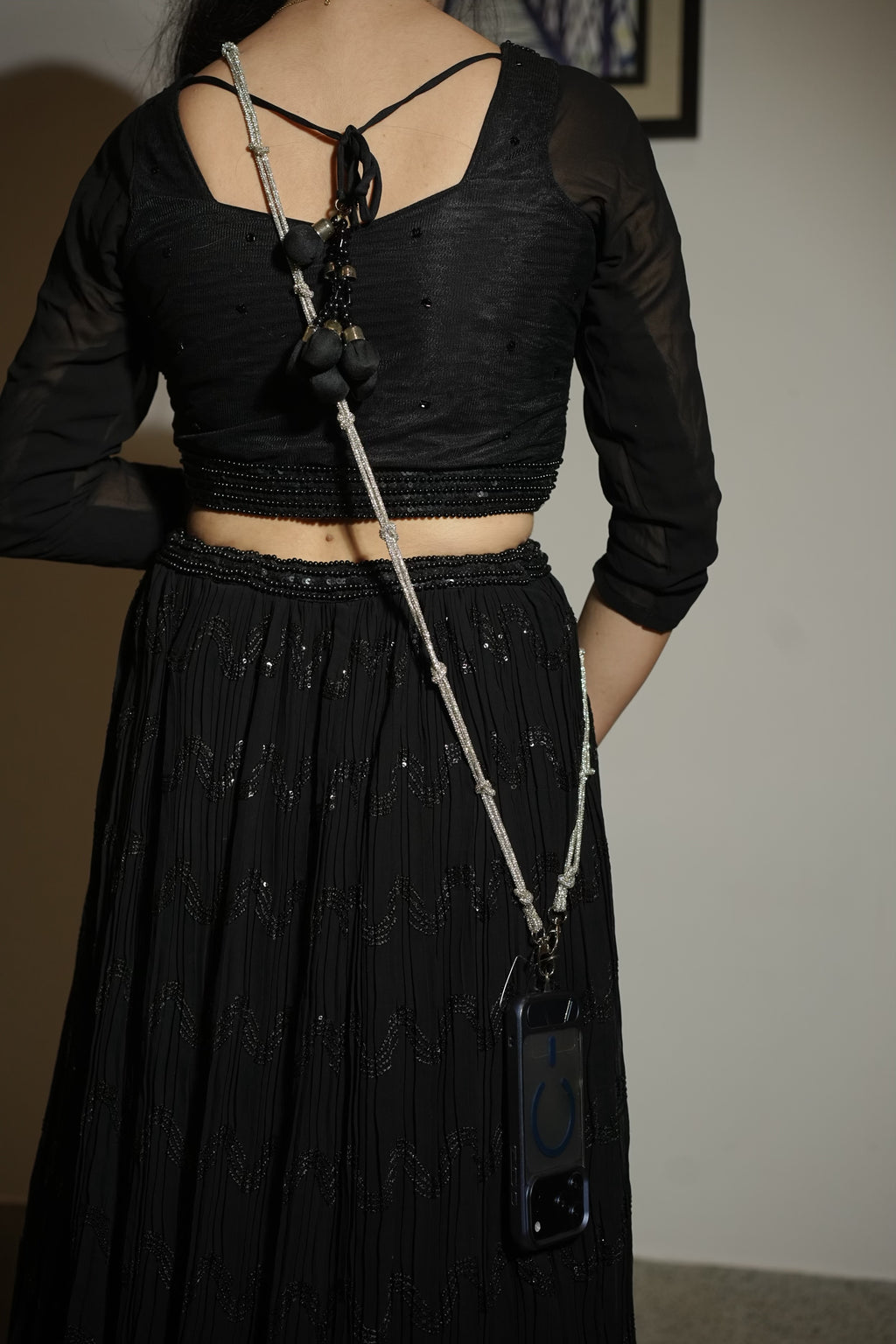 Glitter Silver Mobile Phone Sling/Strap