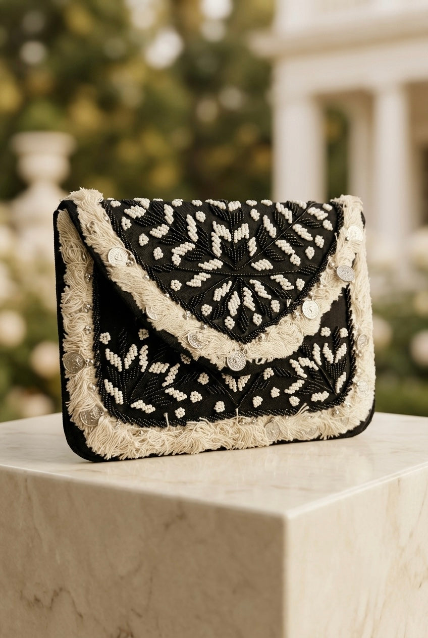 Black Oasis Boho Clutch