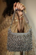 Noor Grey Crystal Fringe Shoulder Bag