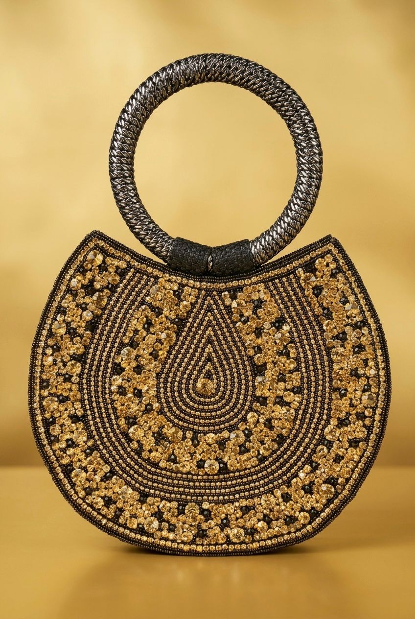 Noir Royale Crystal Embellished Handbag