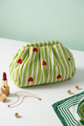 Luxury Heart Pop Pleated Clutch | Green