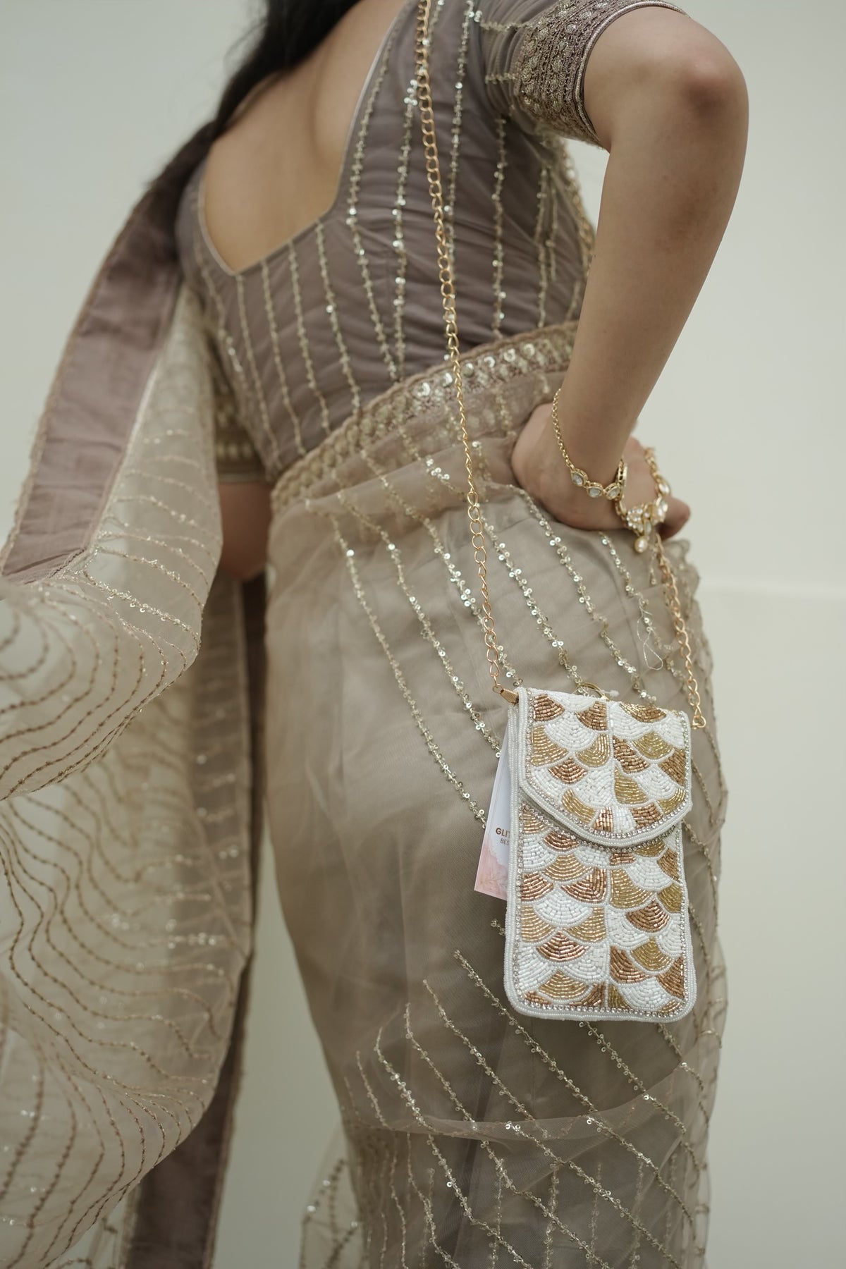 Pearl Fan Beaded Phone Sling