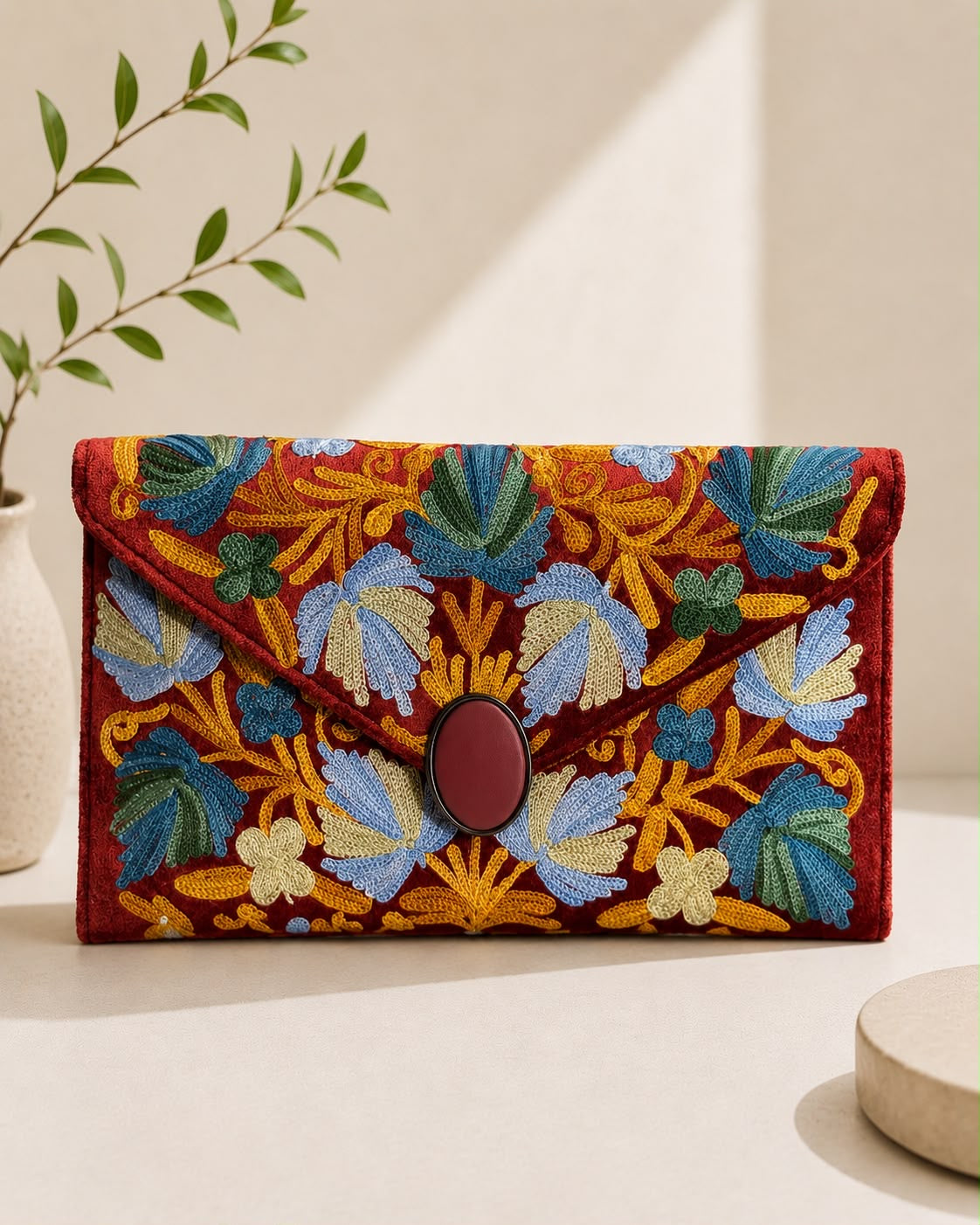 Astera Embroidered Clutch