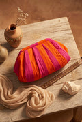 Luxury Retro Pop Pleated Clutch, Sunset Pop