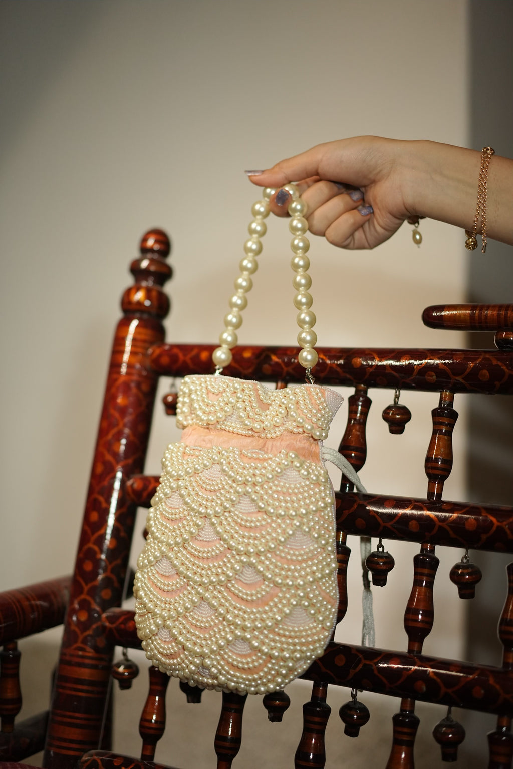 Blush Pink Pearl Cascade Potli