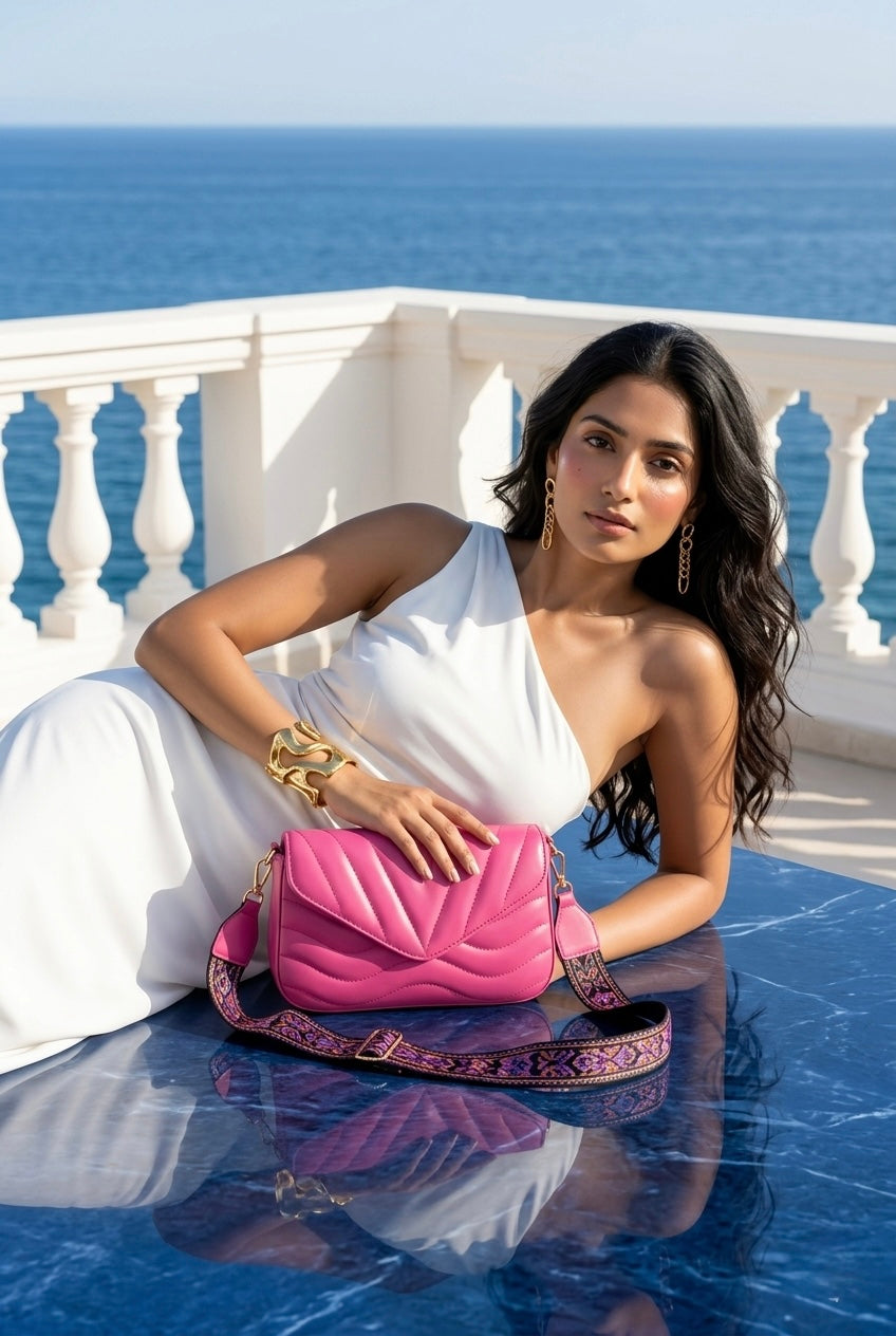 Luna Quilted Crossbody Bag, Bubblegum Pink
