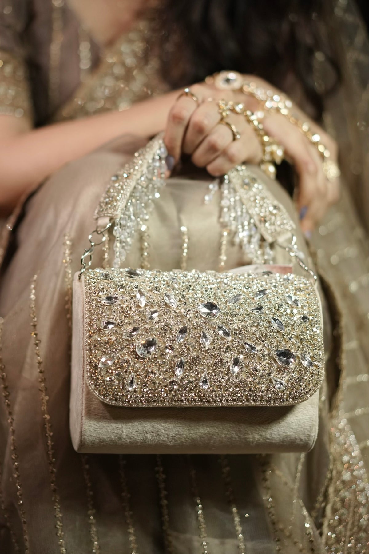 Ivory Gold Cascade Clutch