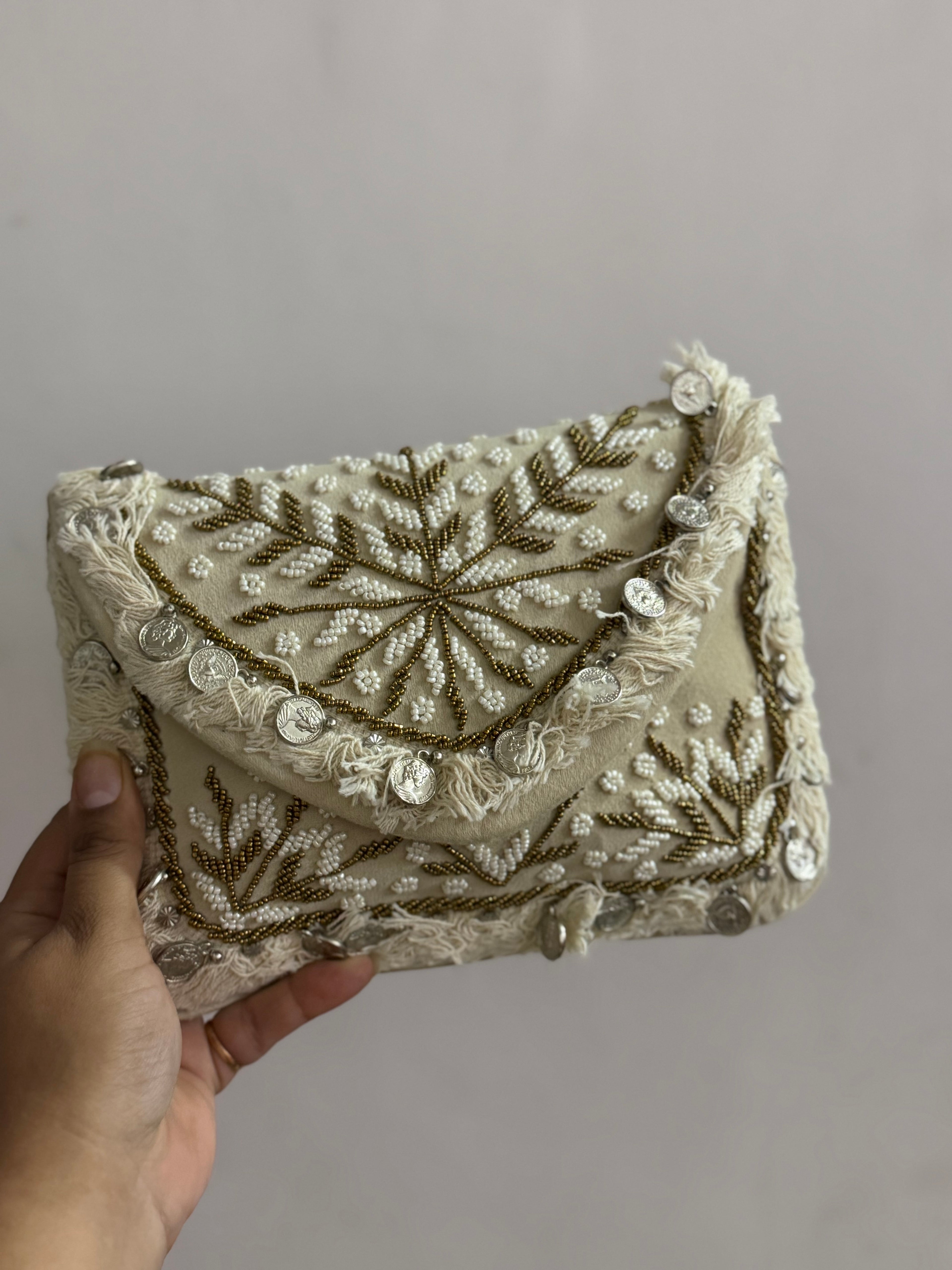 Nomad Ivory Boho Clutch