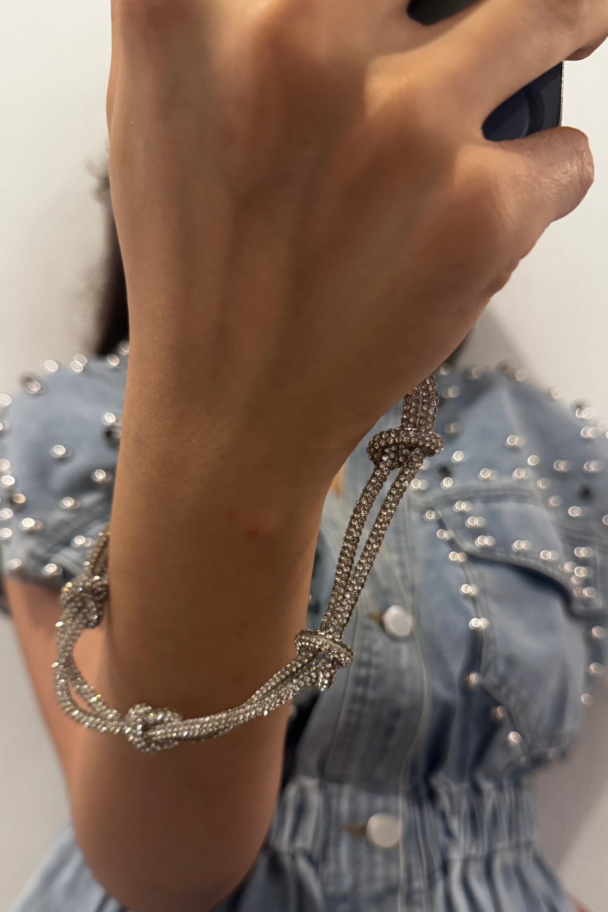 Crystal Loop Silver Phone Charm