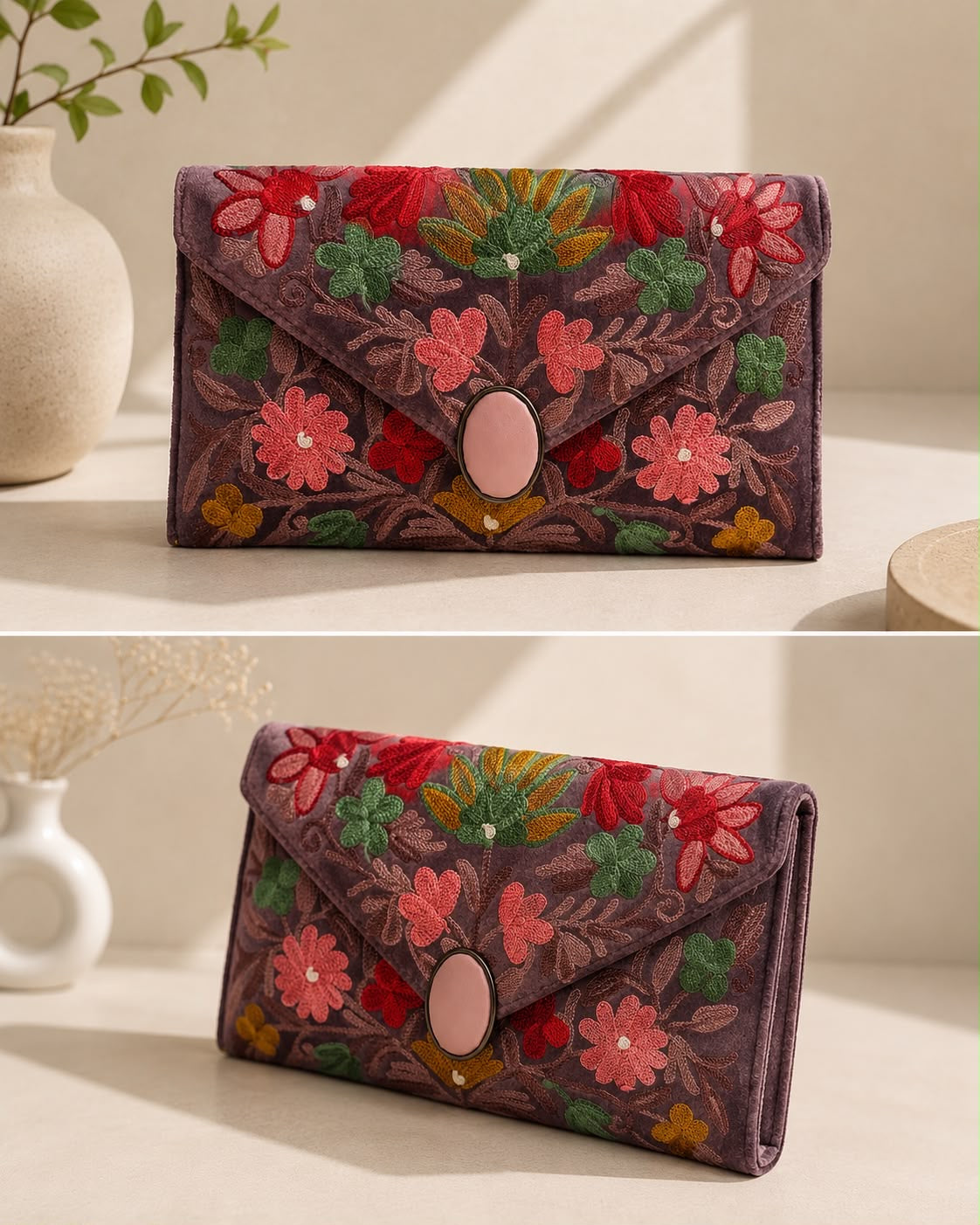 Astera Embroidered Clutch