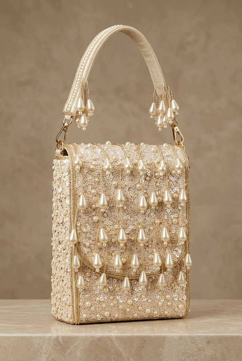 Noor Pearl Fringe Evening Bag