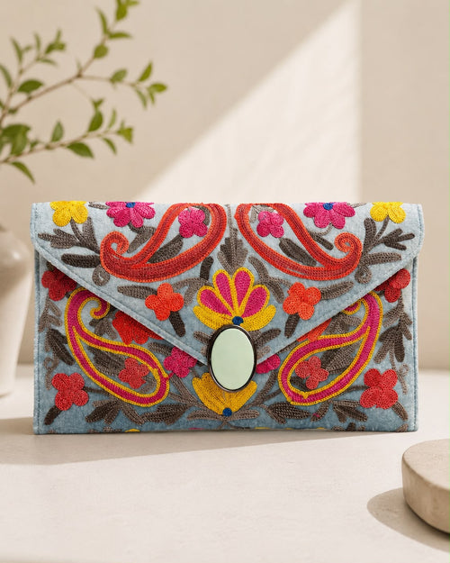 Astera Embroidered Clutch