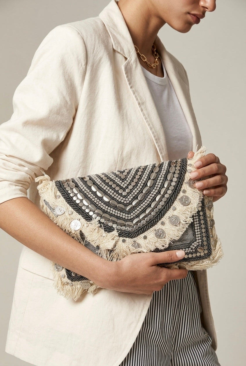 Midnight Mirage Boho Clutch