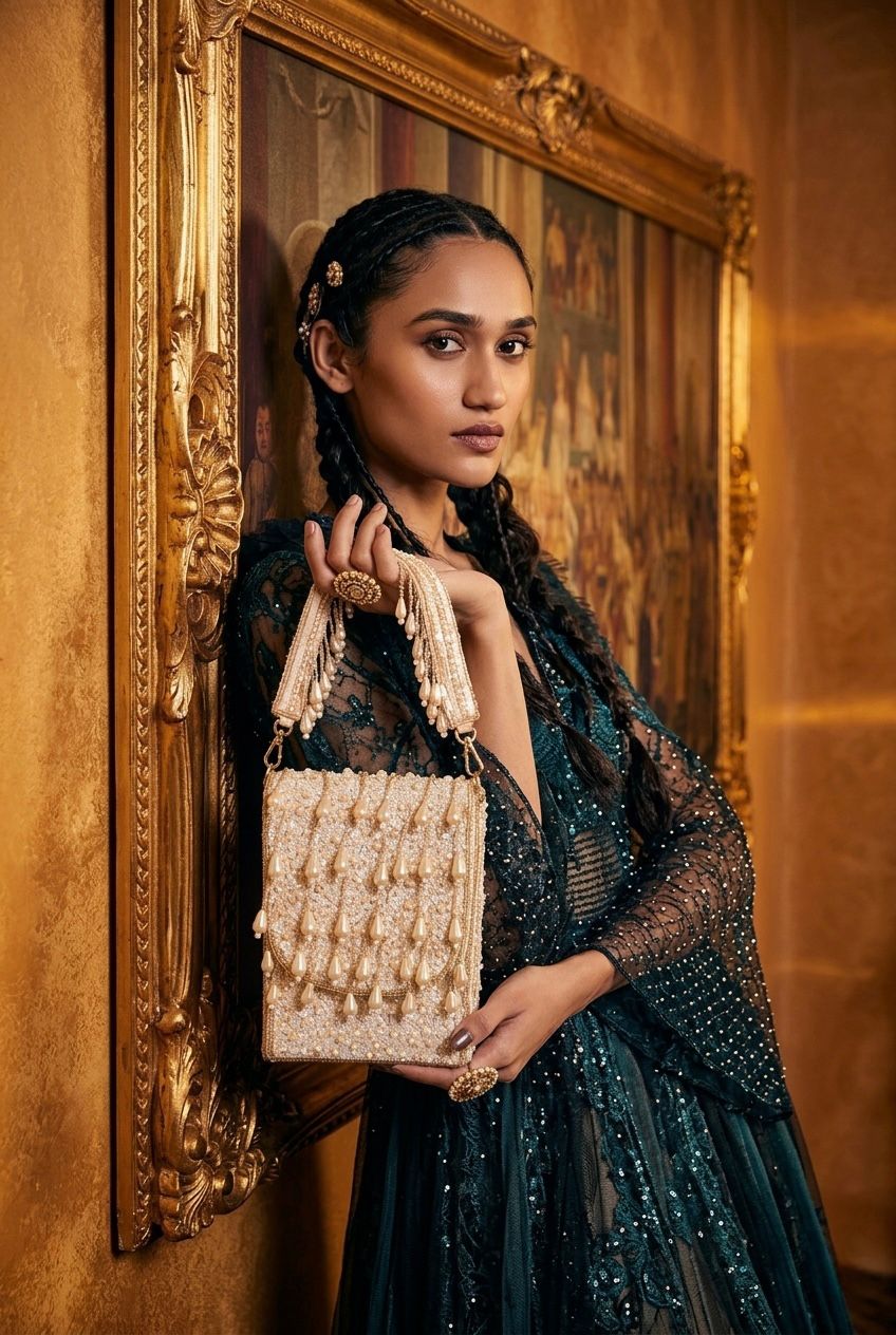 Noor Pearl Fringe Evening Bag