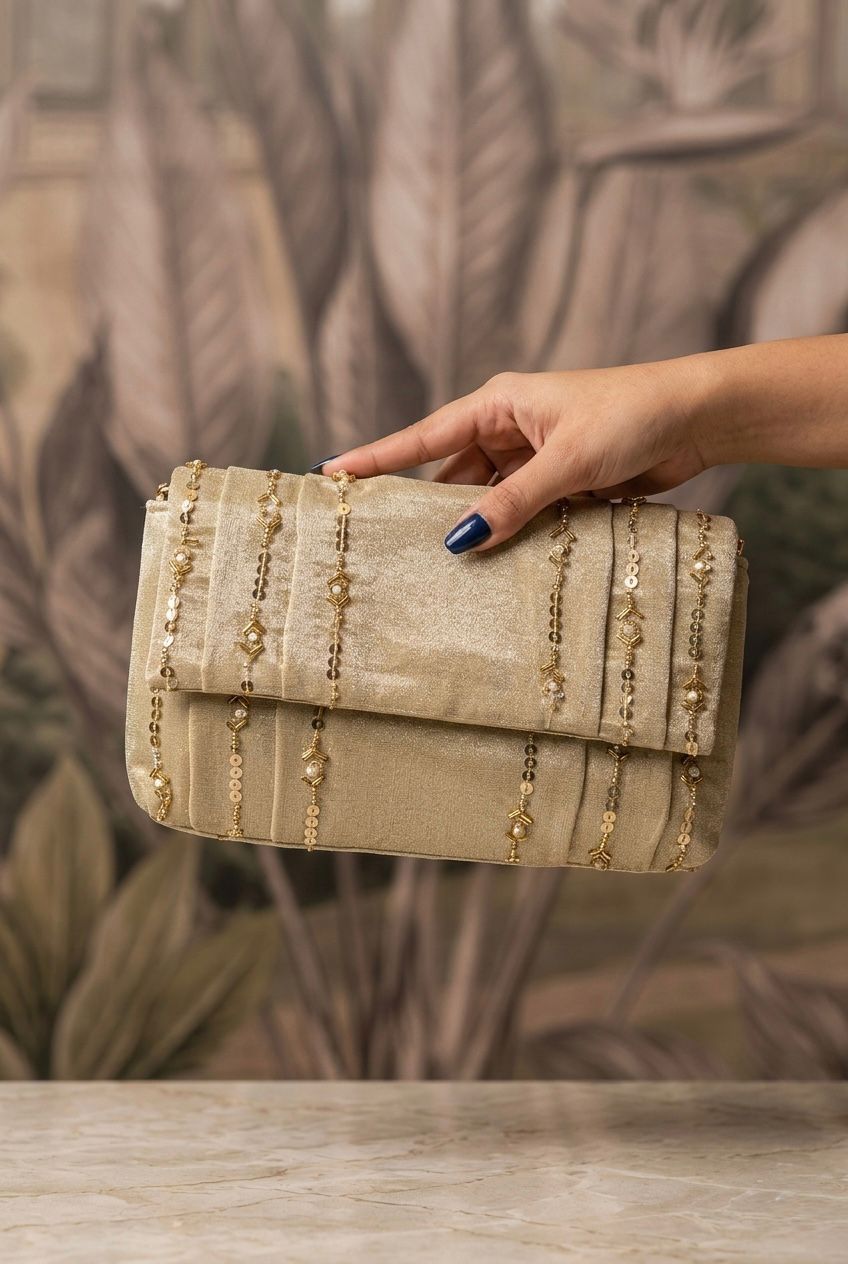 Champagne Luxe Embellished Clutch