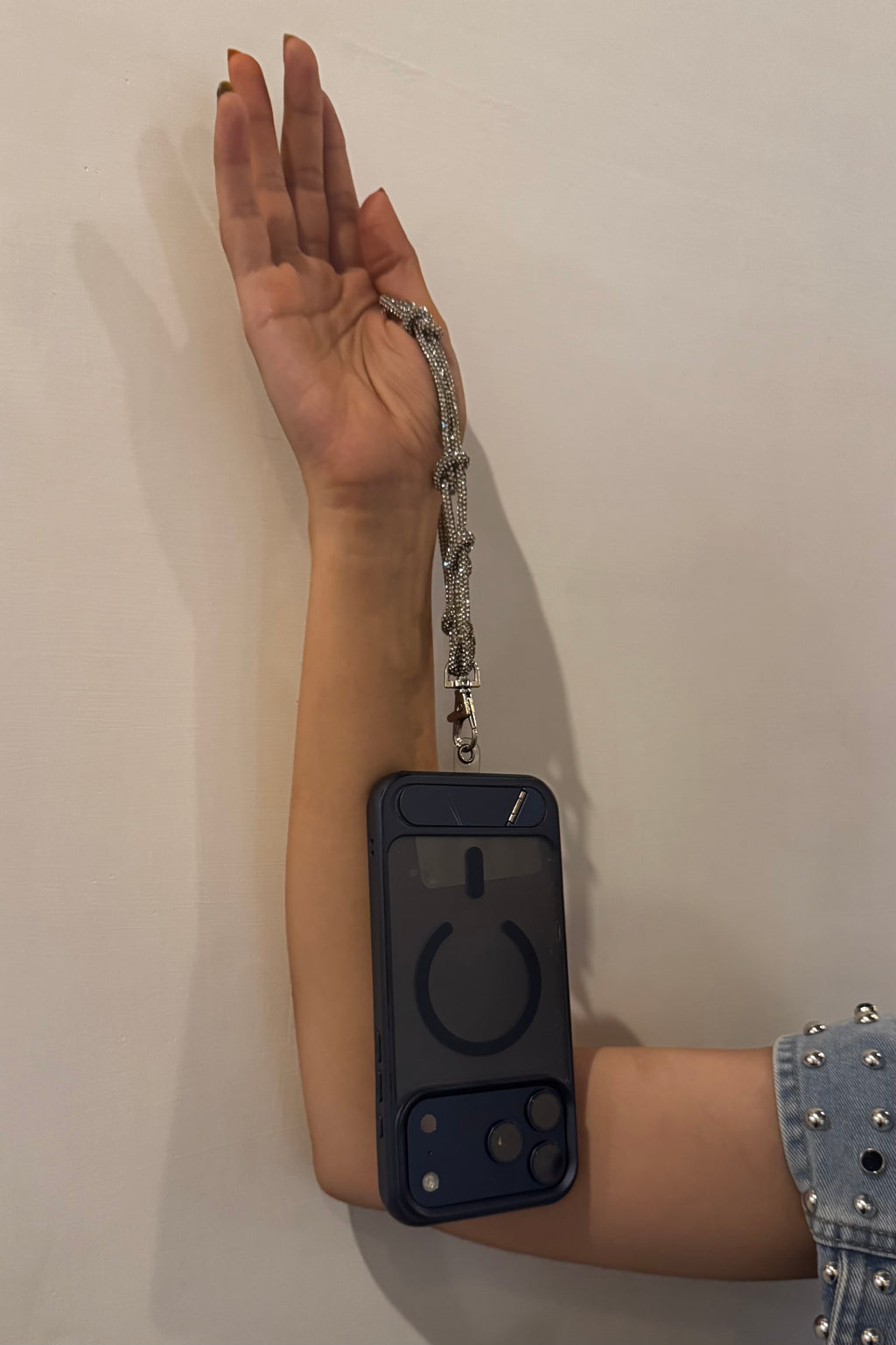 Crystal Loop Silver Phone Charm