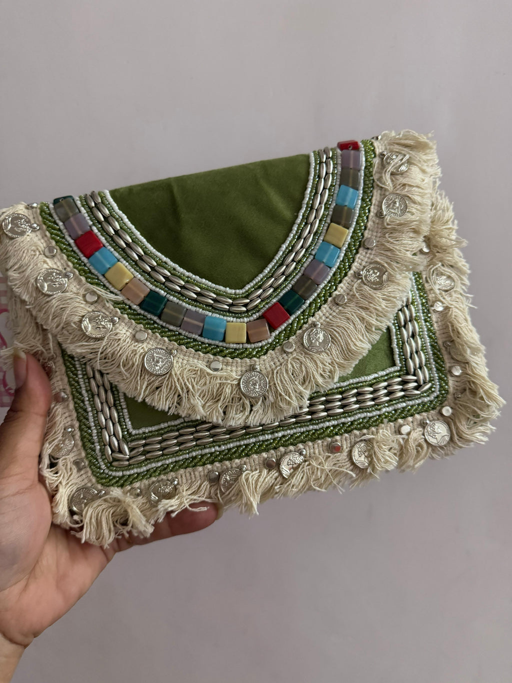 Olive Nomad Boho Clutch