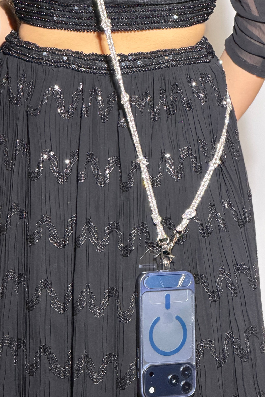 Glitter Silver Mobile Phone Sling/Strap