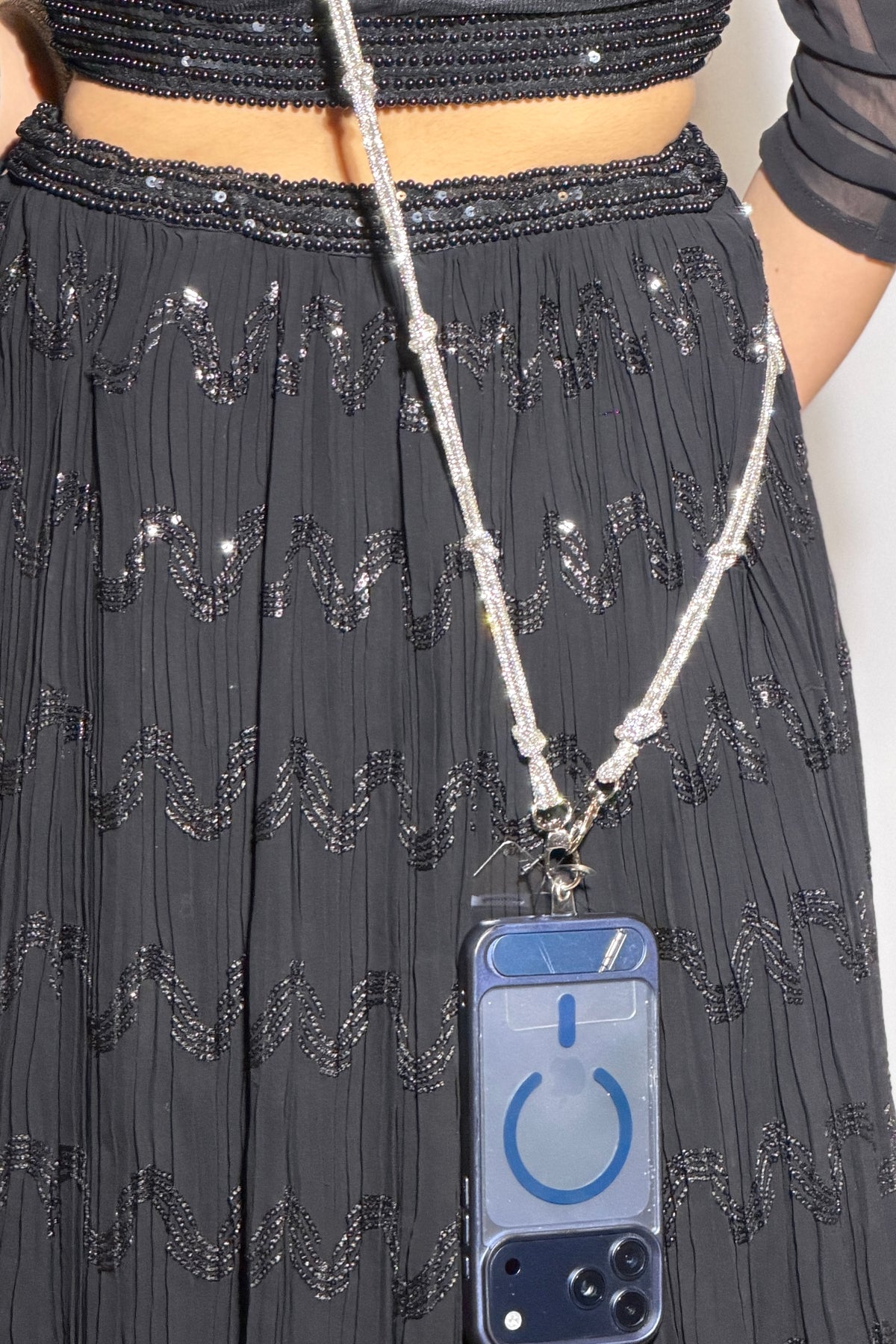Glitter Silver Mobile Phone Sling/Strap