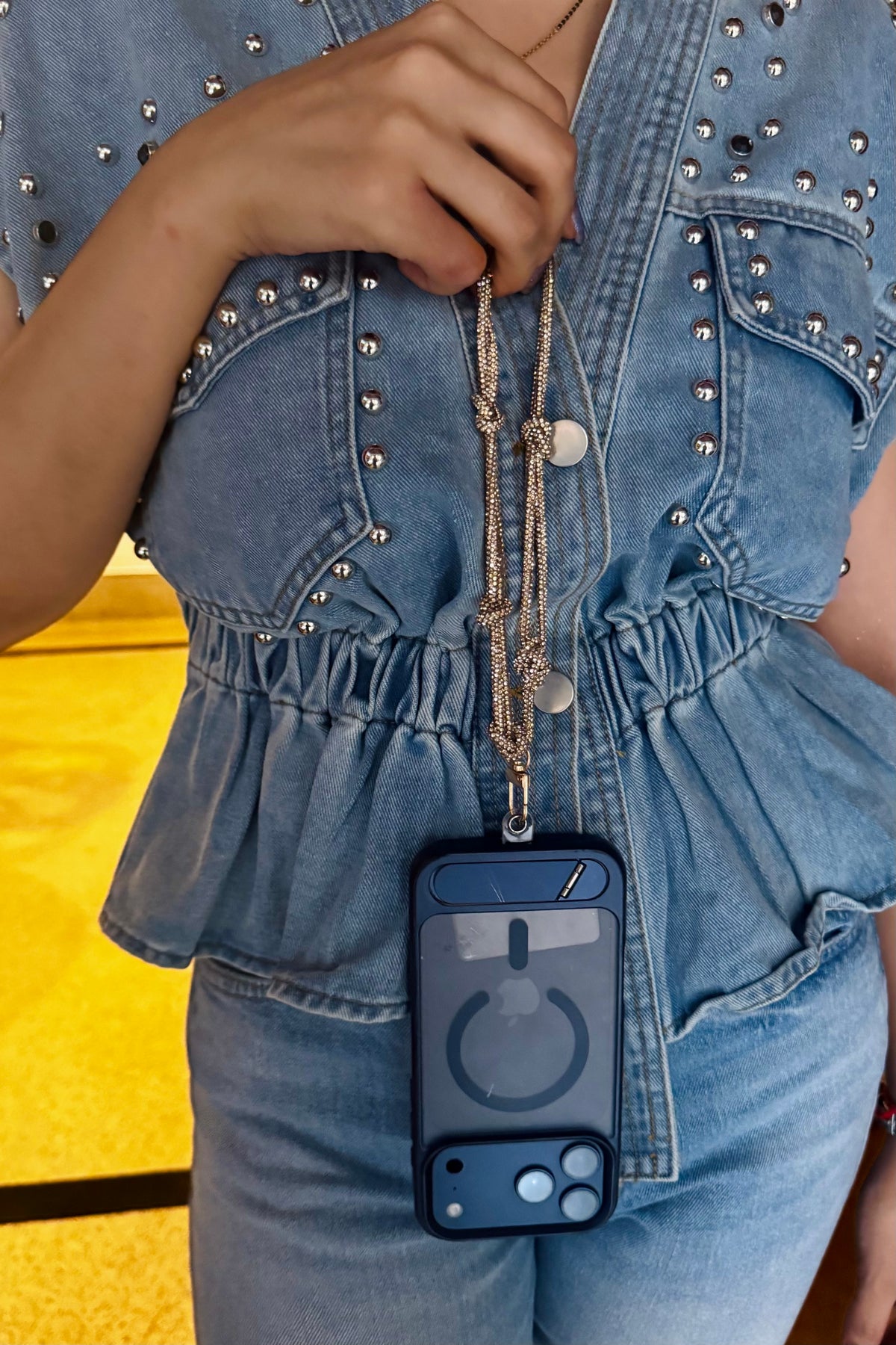 Crystal Loop Dual Tone Phone Charm