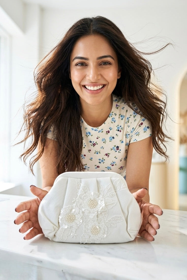 Ivory Fleur Clutch