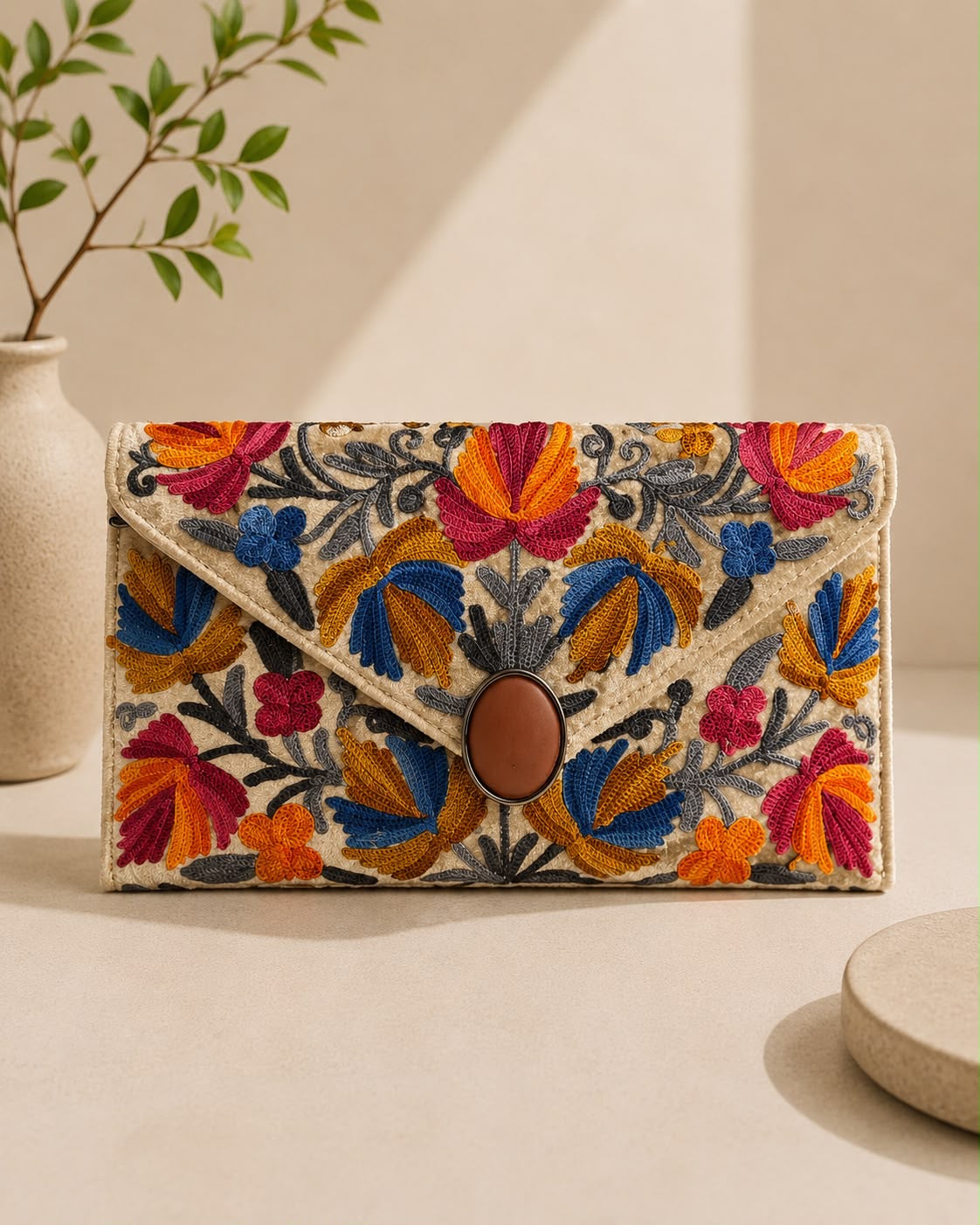 Astera Embroidered Clutch