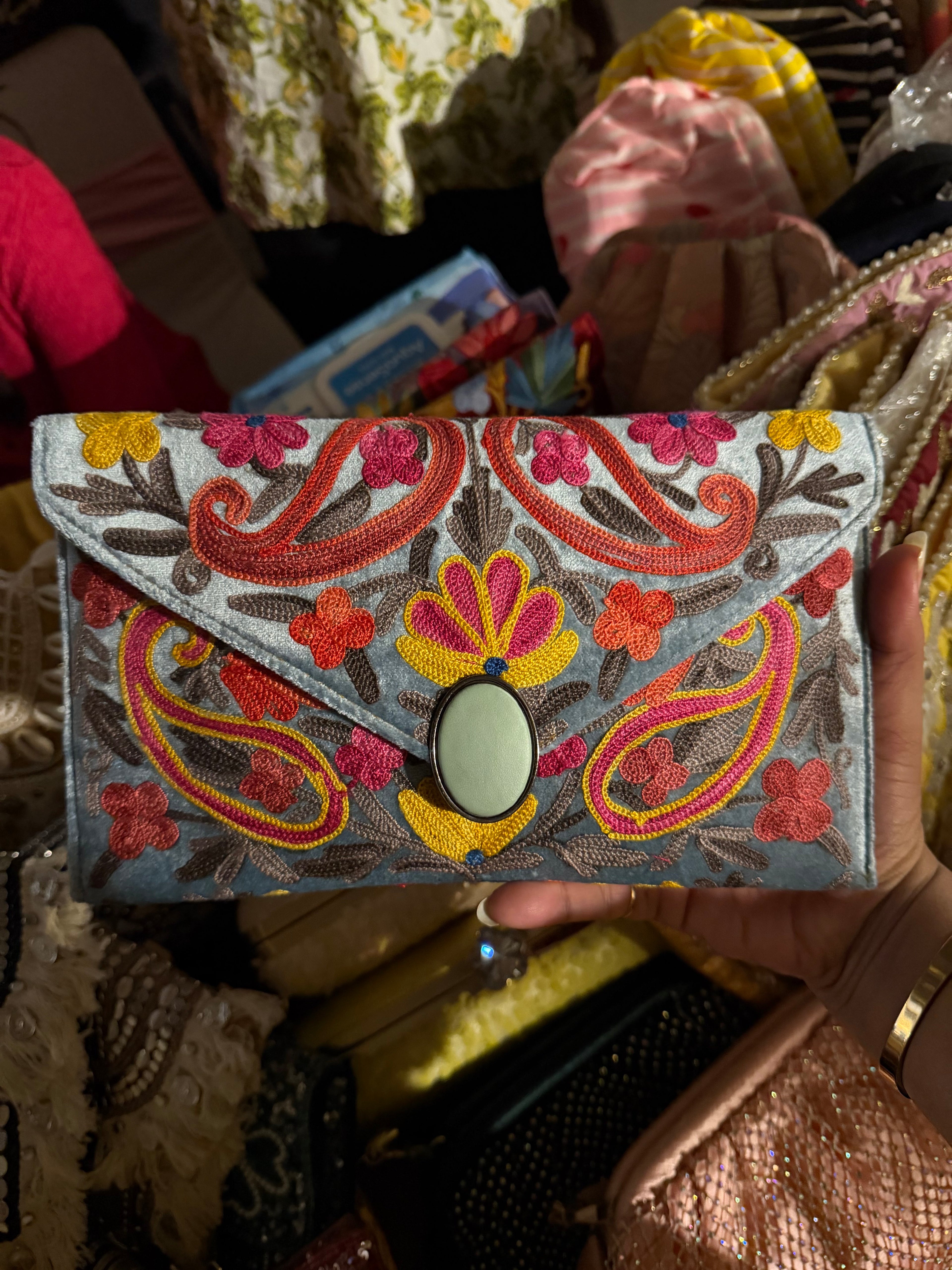 Astera Embroidered Clutch