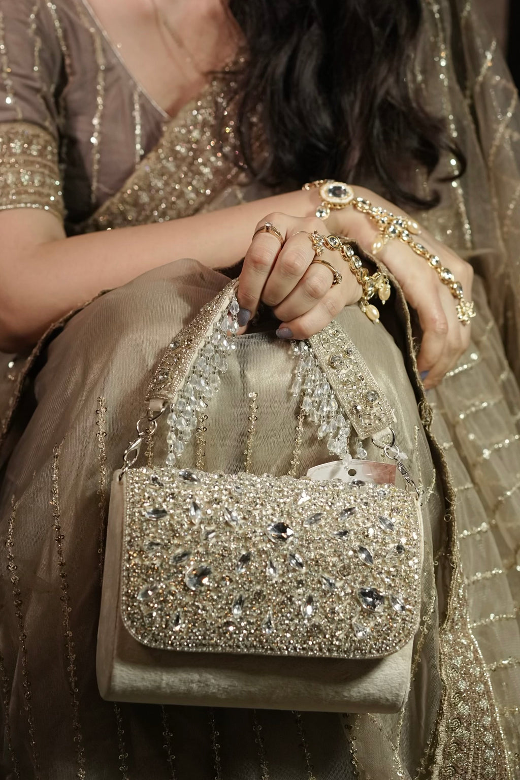 Ivory Gold Cascade Clutch