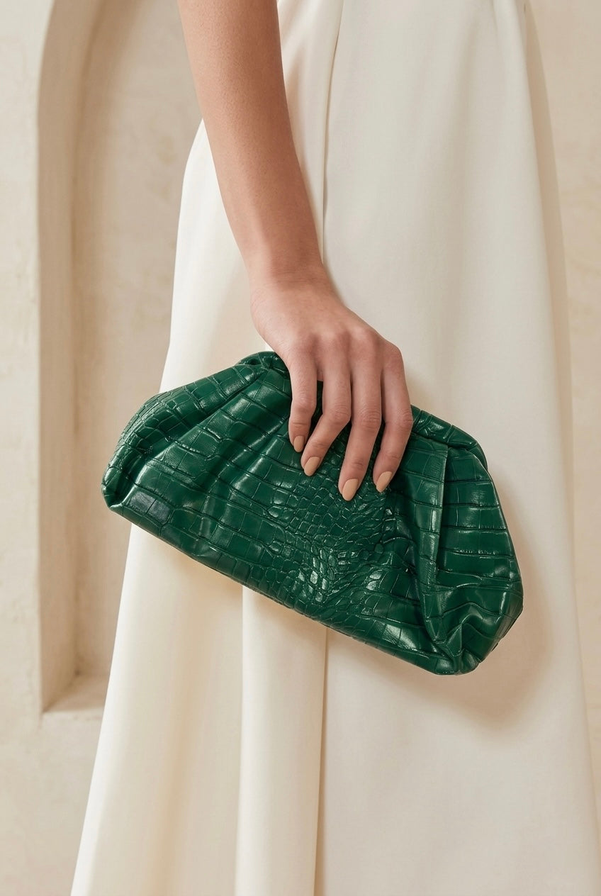 The Verona Clutch, Emerald Green