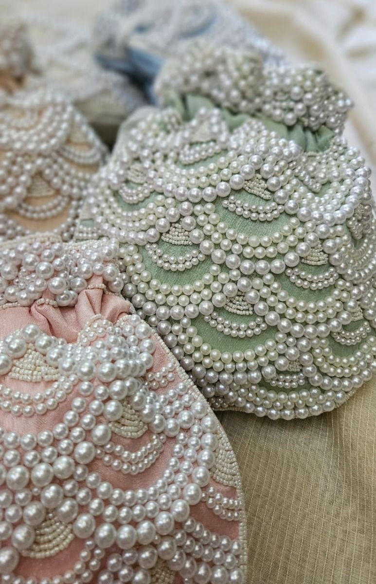 Blush Pink Pearl Cascade Potli