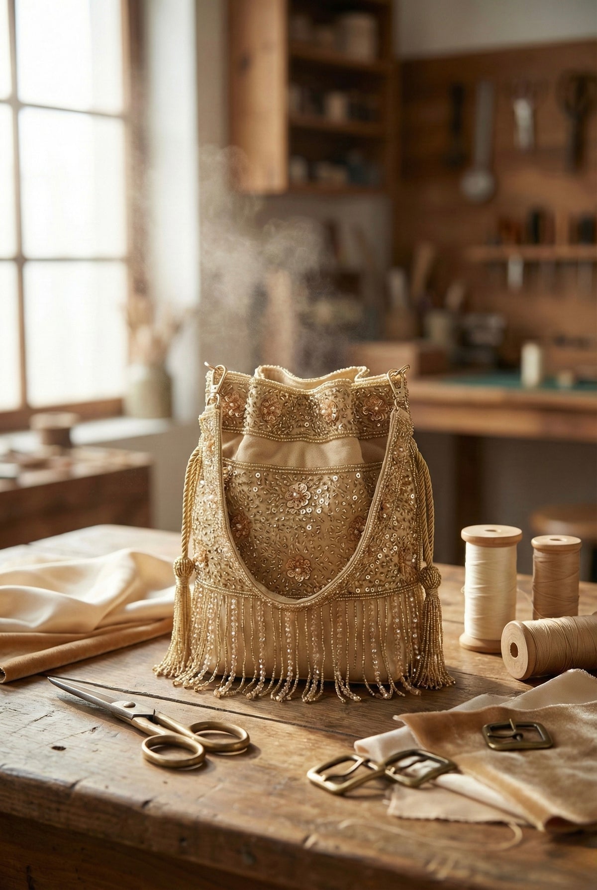 Zariya Gold Fringe Potli Bag