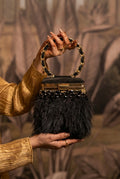 Phoenix Plume Feather Box Bag, Midnight Black