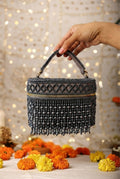 Pearl Fringe Vanity Bag, Graphite Grey