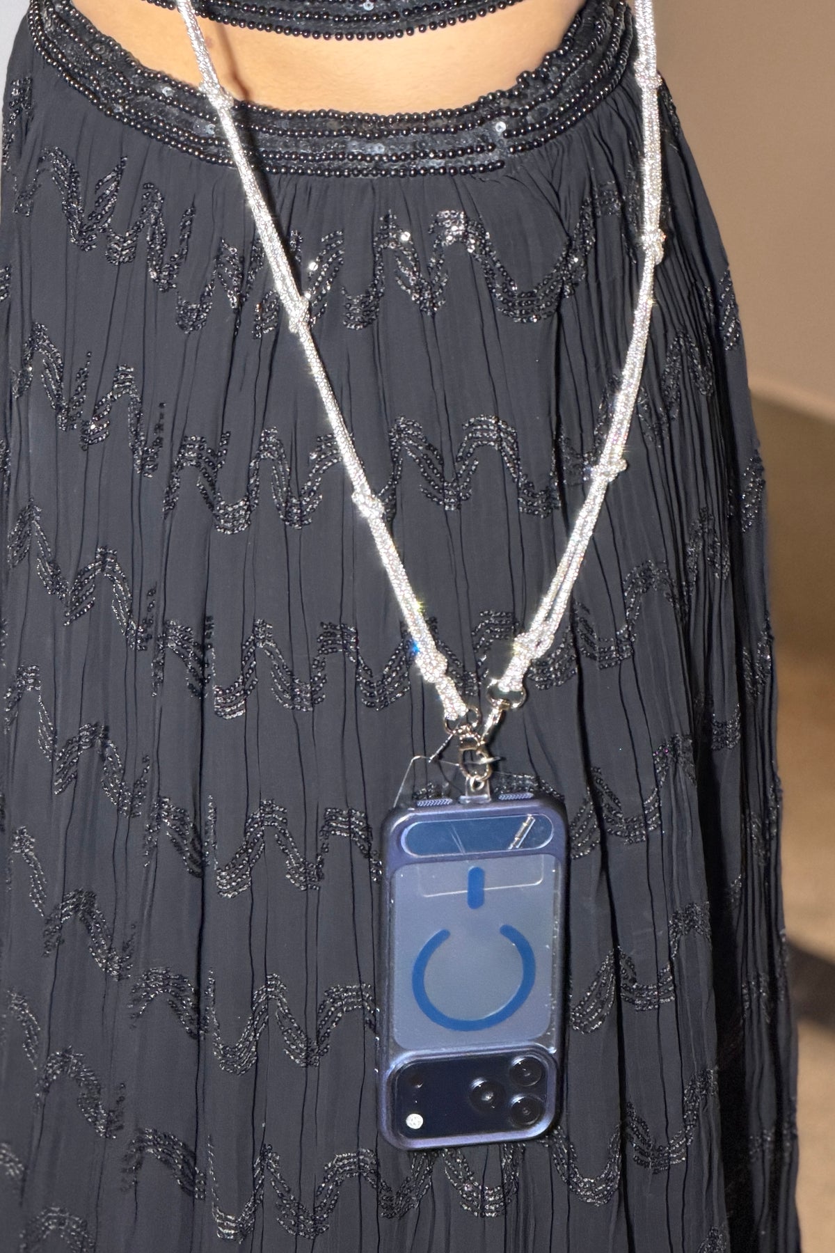 Glitter Silver Mobile Phone Sling/Strap